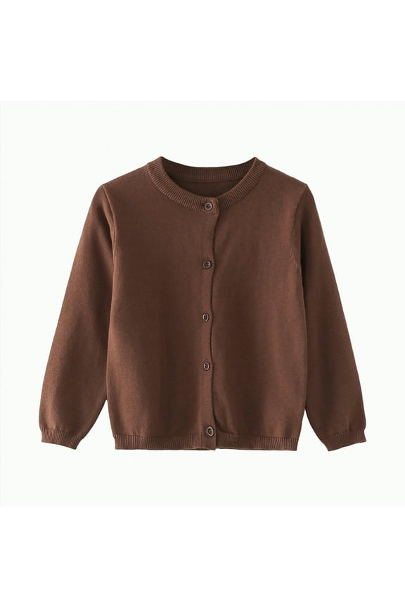 Toddlers and Newborn Baby Cardigan Girls Boys Sweaters Long Sleeve Button Up Knit Sweatshirt Jacket Fall Winter Outfits (Coffee,3-4 Years)