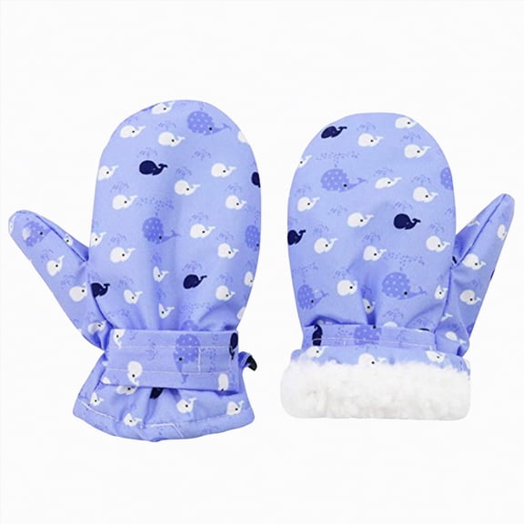UngA Trends Lined Fleece Toddler Mittens Winter Warm Gloves Child Ski Waterproof Snow Baby Mittens for Boys Girls (Light Blue,6-18 Months)