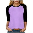 thumbnail image 1 of UngA Tshirts for Women Womens Long Sleeve Crewneck Shirts Fall Winter Casual Work Tops Loose Fit Clothes Trendy Basic Outfits 2025 Purple,M, 1 of 6