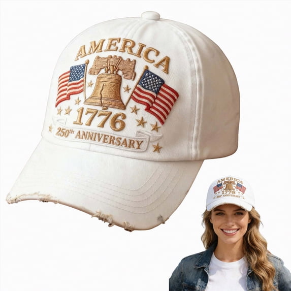 UngA USA 250th Anniversary Hat 1776-2026 Eagle & Liberty & Cross Printed Pattern Baseball Cap for Men Women,One Size