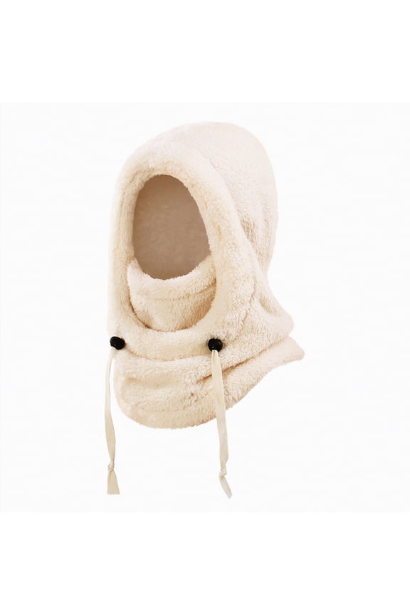 Unisex Winter One Piece Balaclavas Hat Boys Girls Slouchy Fleece Hoodie Face Shield Mask Waterproof Earmuff Ski Snow Hats (Beige,3-10 Years)