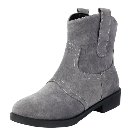 UngA Western Boots Wide Calf Women's Mid Calf Boot Low Heel Comfort Slouchy Bootie Grey,5