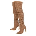 thumbnail image 1 of UngA Western Boots Women Knee High Boots Women Pointed Toe Tall Boots 3 In Stiletto High Heel Long Boots Side Zipper Dress Knee High Boots Khaki,9, 1 of 7