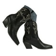 thumbnail image 1 of UngA Wide Calf Boots Cowboy Boots for Women Mid Calf Fashion Cowgirl Boots Black,8, 1 of 7