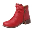thumbnail image 1 of UngA Wide Calf Boots Women's Modern Western Cowboy Boots, Mid Calf Round toe Chunky Heel Cowgirl Country Ankle Boots with Pull On Tabs Red,8.5, 1 of 5