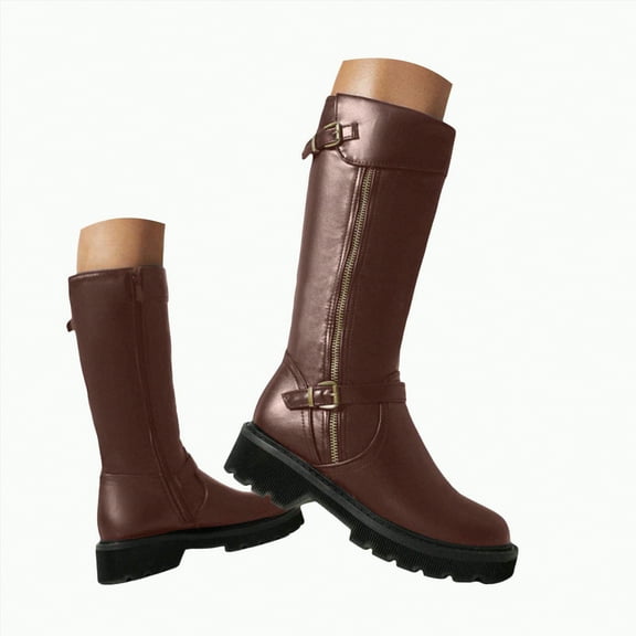 UngA Wide Calf Boots Women's Western Cowboy Snip Toe Embroidered Leather Knee High Cowgirl Boots Wide Calf Brown,6