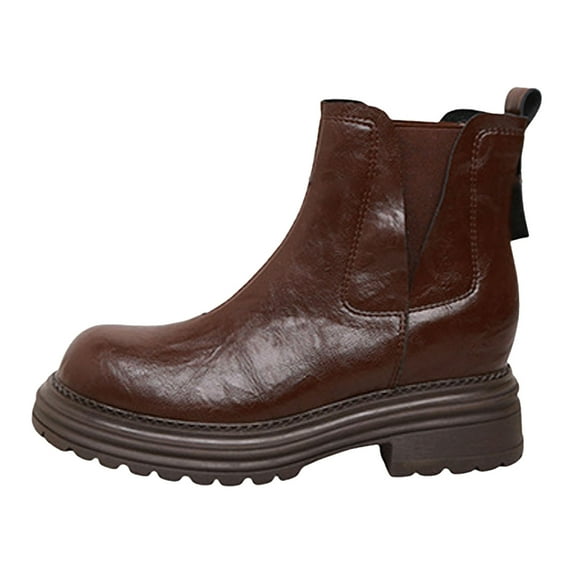 UngA Winter Boots Cowboy Boots for Women Cowgirl Mid Calf Western Boots Block Heel Brown,6
