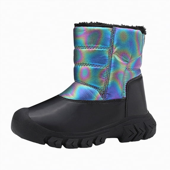 UngA Winter Boots Kids Water-Resistant Outdoor Ankle Boots Warm Cozy Anti-Slip Mid Calf Winter Shoes Snow Boots Boy Girl (Toddler/Little Kid/Big Kid),Size 11