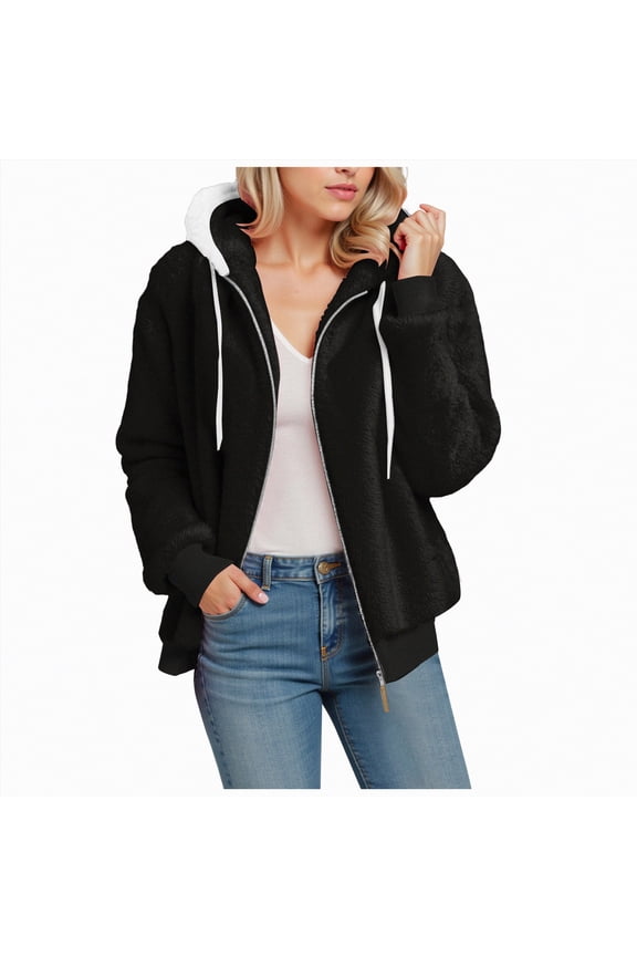 Winter Jackets For Women Winter Fleece Jacket for Women 2025 Zipper Stand Collar Casual Coats with Pockets Black,XXXXL