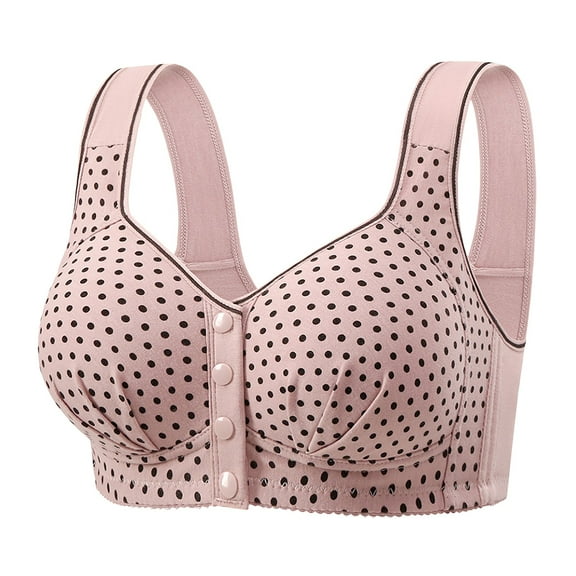 UngA Wireless Bra for Women Wireless Support Lift Front Closure Seamless Bra Push Up Comfy Bralette Light Pink,M