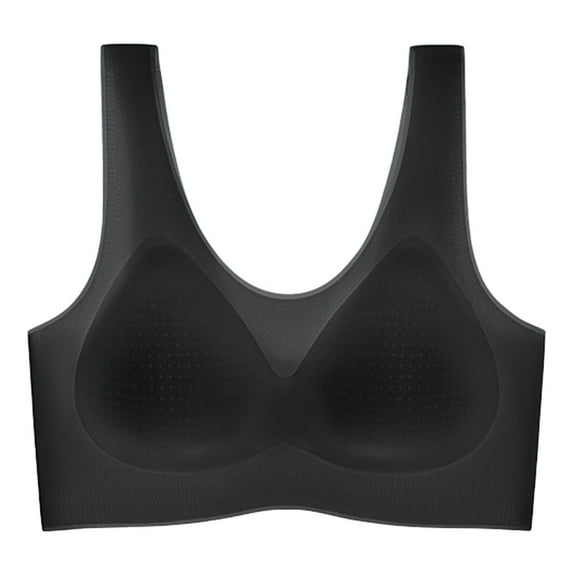 UngA Wireless Bras for Women Smoothing Comfort Seamless Bra Full Coverage Push Up Bra Black,M