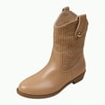 thumbnail image 1 of UngA Woman Boots Slouchy Boots Zip up Flat Boots for Women Mid Calf Brown,Size 9.5, 1 of 7