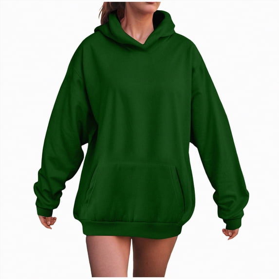 UngA Woman Hoodies 2025 Fleece Sweatshirts Long Sleeve Pullover with Pocket Fall Winter Outfits Y2k Clothes Oversized Hoodie for Women (Dark Green,XL)