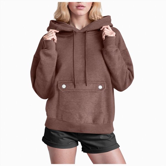 UngA Woman Hoodies Fleece Hoodies Soft Midweight Casual Hooded Sweatshirts Y2K Fall Winter Pullover Tops Kangaroo Pocket Oversized Hoodies for Women (Brown,3XL)