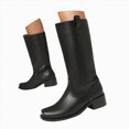 thumbnail image 1 of UngA Woman's Boots Dress Boots Biker Motorcycle Riding Mid-Calf Boots for Women Black,Size 7, 1 of 7