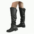 thumbnail image 1 of UngA Woman's Boots Pull On Chunky Block Low Heel Round Toe Campus Boot Comfortable Casual Boots for Women Mid Calf Black,Size 7, 1 of 7