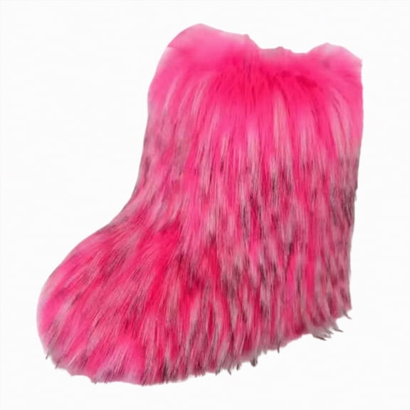 UngA Womans Boots Fluffy Round Toe Suede Snow Winter Women Boots Comfy Plush Warm Short Outdoor Indoor Flat Shoes Womens Boots Mid Calf Pink,Size 5.5