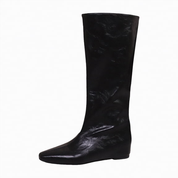 UngA Womans Boots Lace up Slouchy Flat Boots Pull On Fall Weather Winter Mid-Calf Boots for Women C,Size 8