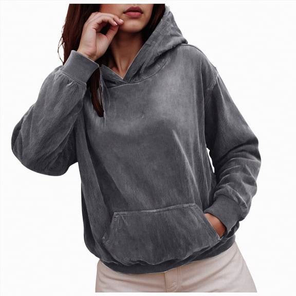 UngA Womans Hoodies Casual Crew Neck Long Sleeve Sweatshirts with Pocket Lightweight Pullover Tops Oversized Hoodies for Women (Grey,3XL)