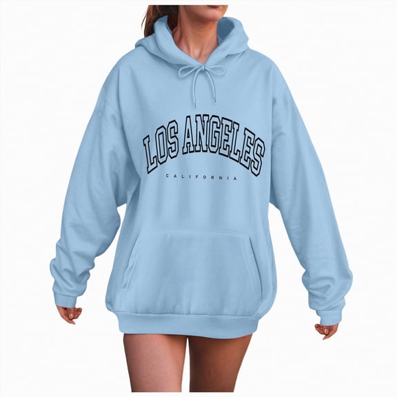 UngA Womans Hoodies Fleece Hoodies Soft Midweight Casual Hooded Sweatshirts Y2K Fall Winter Pullover Tops Kangaroo Pocket Oversized Hoodie Women (Light Blue,S)
