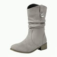 thumbnail image 1 of UngA Women Boots Casual Zipper Suede Fall Style Fashion Trend Stacked Flat Wide Mid Calf Boots Women Grey,Size 7.5, 1 of 7