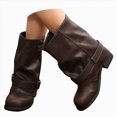 thumbnail image 1 of UngA Women Boots Fashion Casual Knee-High Flat Heel Winter Boots Women Mid Calf Brown,Size 7, 1 of 7