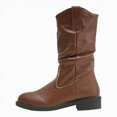thumbnail image 1 of UngA Women Boots Shark Boots Fold Over Chunky Heel Snip Toe Cowboy Cowgirl Pull On Mid-Calf Boots for Women Brown,Size 7, 1 of 7