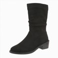 thumbnail image 1 of UngA Women Boots Slouch Boots Fashion Slouchy Suede Pointed Toe Block Low Heels Wide Calf Boots Winter Fall Dress Boots Women Mid Calf Black,Size 6.5, 1 of 7