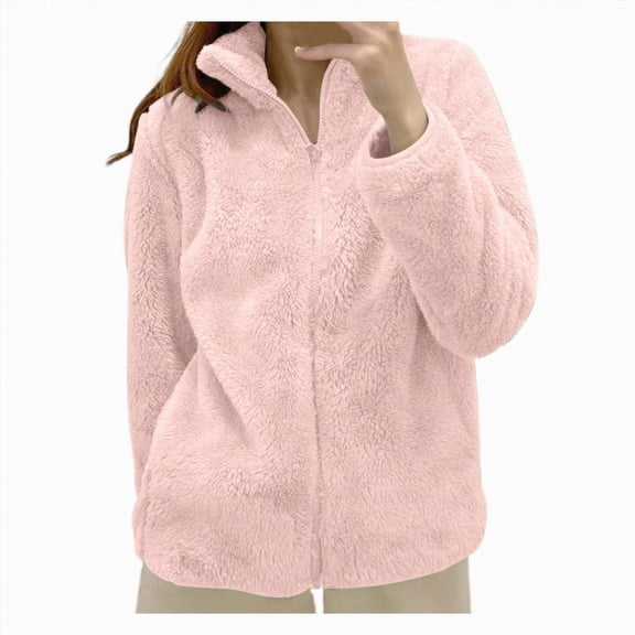 UngA Women Fleece Jacket Womens Oversized Hoodies Fleece Sweatshirts Fall Fashion Pullover Sweaters Winter Clothes Pink,L