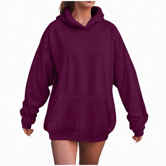 UngA Women Oversized Hoodie Fleece Sweatshirts Long Sleeve Pullover Y2K Clothes 2025 Fall Trendy Outfits Hoodie Womens (Dark Purple,XL)