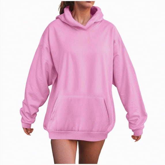 UngA Women Oversized Hoodie Pullover Sweatshirt Long Sleeve Kangaroo Pocket Fleece Basic Sweater Hoodie Womens (Pink,S)