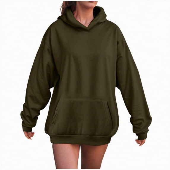 UngA Women Oversized Hoodie Solid Basic Fleece Letter Loose Hoodie Sweatshirt Long Sleeve Kangaroo Pocket Drop Shoulder Pullovers Top Hoodie Women (AG,XL)