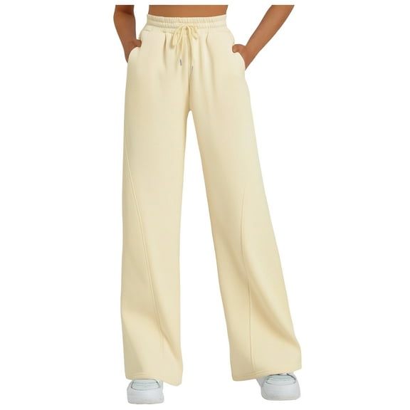 UngA Women'S Casual Pants Women's Pants with Pockets Casual Drawstring Elastic Waist Trousers for Work Beige,M