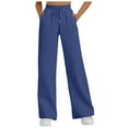 thumbnail image 1 of UngA Women'S Dress Pants Womens Casual Cotton Tapered Capri Cargo Pants Loose Elastic Waist Ankle Cropped Trouser with Pockets Blue,S, 1 of 6