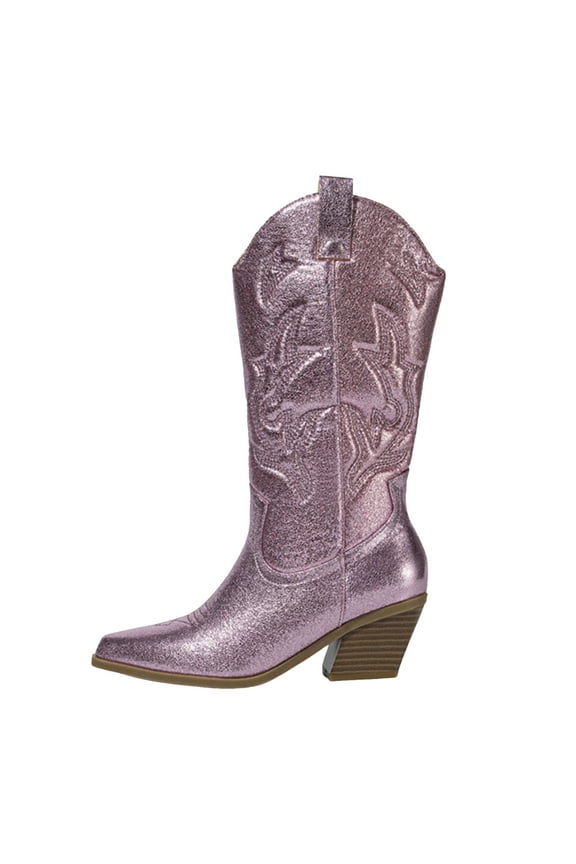 Women'S Mid-Calf Boots Chunky Heel Motorcycle Style Classic Fashion Red,9