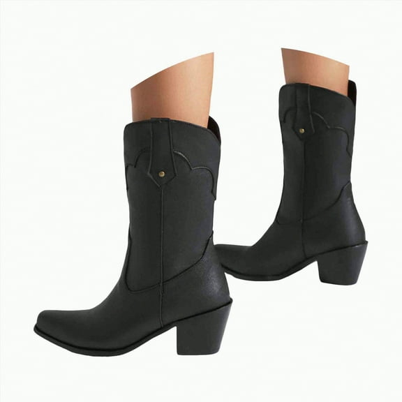 UngA Women'S Mid-Calf Boots Cowboy Boots for Women Mid Calf Fashion Cowgirl Boots Black,7