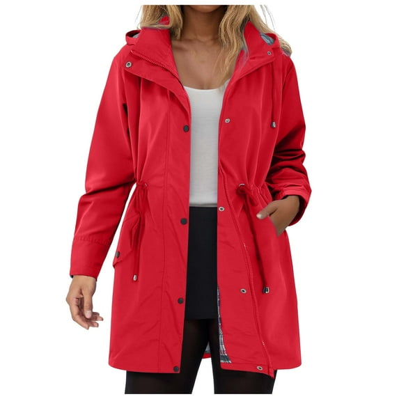 UngA Women'S Raincoats Women's Plus Size Waterproof Raincoat Lightweight Windbreaker Hooded Jacket with Pockets Red,3XL