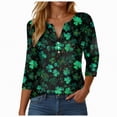thumbnail image 1 of UngA Women St Patricks Day Shirt Plus Size Funny V Neck 3/4 Sleeve Tops Shamrock Graphic Tshirt Irish Shirts Outfit,Size S, 1 of 9