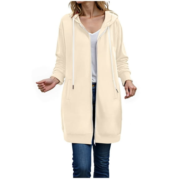 UngA Women Windbreaker Jacket Women's Hooded Raincoat Windproof Jacket Lightweight Anorak Outdoor Long Sleeve Trench Coat Beige,S