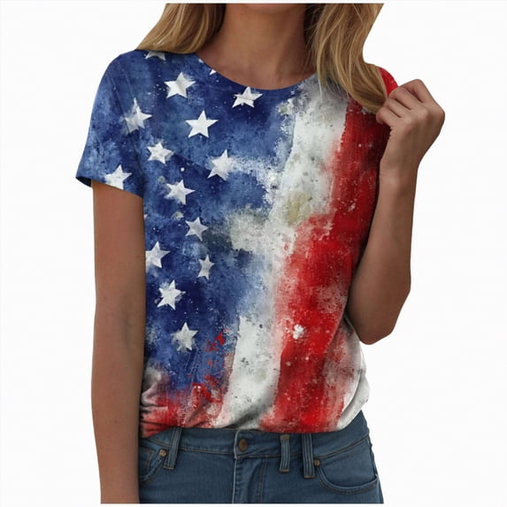 UngA Women's 250Th Anniversary T-Shirt Faith Freedom 250 Years Patriotic Flag Tee 4Th of July Womens Tshirt (Blue,M)