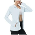 thumbnail image 1 of UngA Women's Athletic Jacket Sunproof Hooded Long Sleeve Shirts Zip up Hiking Lightweight Jackets with Pockets Light Blue,3XL, 1 of 7