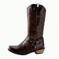 thumbnail image 1 of UngA Women's Boots Mid Calf Low Heel Riding Boots With Side Zipper Dressy Shoes Boots Womens Brown,Size 8.5, 1 of 5