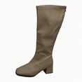 thumbnail image 1 of UngA Women’s Boots Pull On Chunky Block Low Heel Round Toe Campus Boot Comfortable Casual Mid Calf Boots Women Khaki,Size 8, 1 of 7