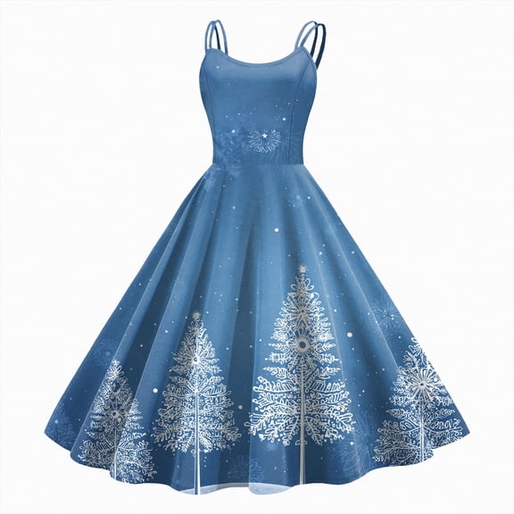UngA Women's Christmas Dresses 1950S Retro Spaghetti Strap Dresses 2025 Swing A-Line Prom Party Dress Women,Size XL