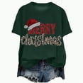 thumbnail image 1 of UngA Women's Christmas Shirts Crew Neck Shirt Funny Xmas Holiday Graphic Short Sleeve Tee Family Holiday Blouse Christmas T Shirts for Women Dark Green,XXL, 1 of 6