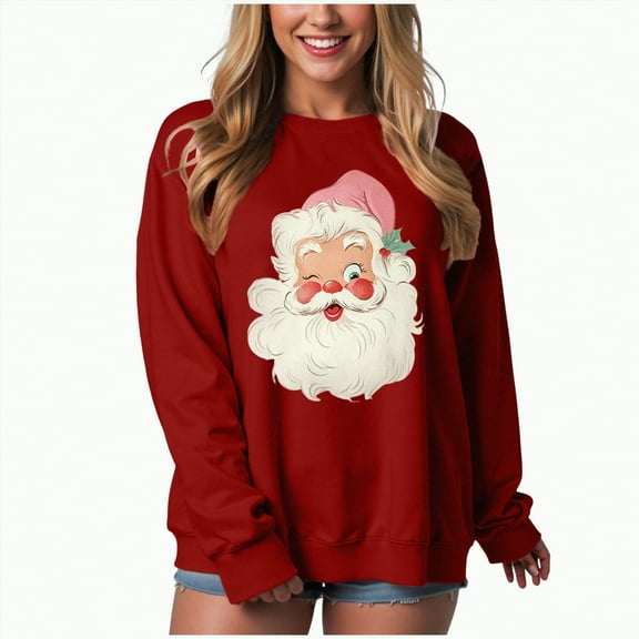 UngA Women's Christmas Sweatshirts Funny Christmas Tree Graphic Shirts Xmas Holiday Lightweight Pullover Tops Sweatshirt for Women (Red,XXXL)