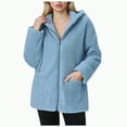 thumbnail image 1 of UngA Women's Coat Casual Fleece Shearling Zipper Coats Warm Winter Oversized Outwear Jackets Women's Jackets Light Blue,XXL, 1 of 4