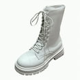thumbnail image 1 of UngA Women's Combat Boots Lace-up Mid-calf Boots Military Winter Woman Boots White,Size 6.5, 1 of 7