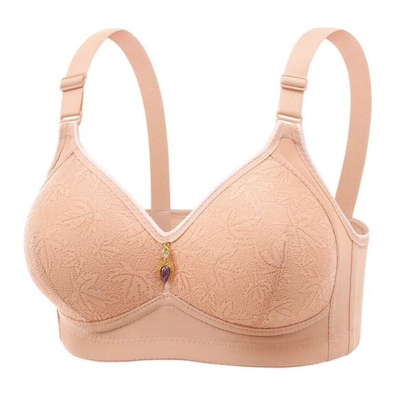 UngA Women's Comfort Revolution Wireless Bra, Full-Coverage Wirefree Woman Bras Orange,XXL