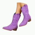 thumbnail image 1 of UngA Women's Cowboy Boots Mid Calf Fashion Cowgirl Boots with Embroidery Western Snip Toe Purple,Size 7.5, 1 of 7